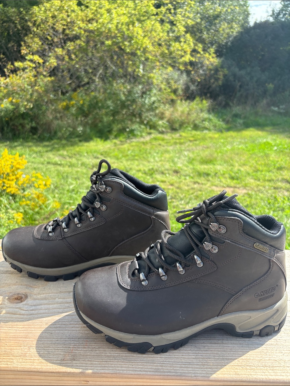 Hi-Tec Combat/Moto Boots 8 Womens Brown Lace-Up Leather Work Ortholite